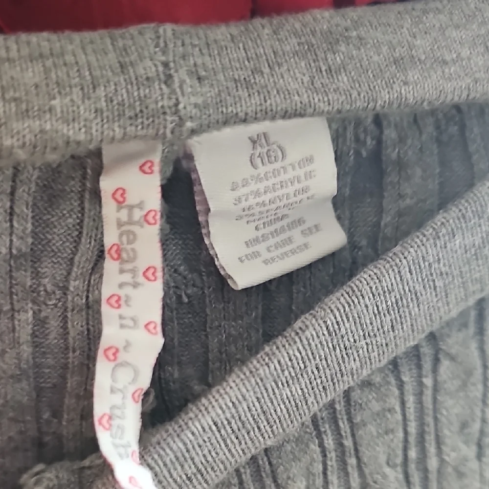 Girls Size 16 Gray Cable Knit Sweater Footless Leggings